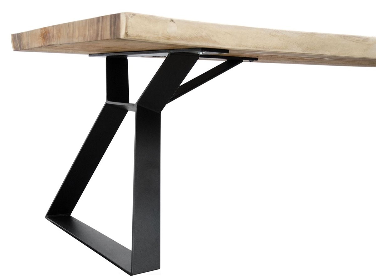 Casa Padrino Luxus Esstisch Naturfarben / Schwarz - Luxus Kollektion