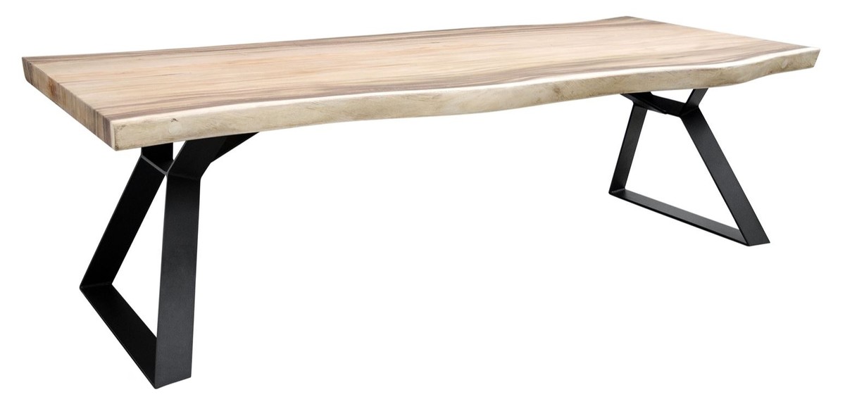 Casa Padrino Luxus Esstisch Naturfarben / Schwarz - Luxus Kollektion