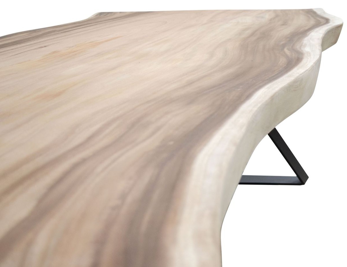 Casa Padrino Luxus Esstisch Naturfarben / Schwarz - Luxus Kollektion