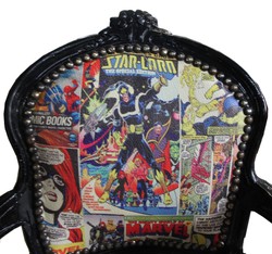 Casa Padrino Baroque Children's Chair Comic Leather Look / Black - 51 x 73 cm