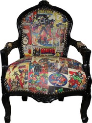 Casa Padrino Baroque Children's Chair Comic Leather Look / Black - 51 x 73 cm Casa Padrino Baroque Children's Chair Comic Leather Look / Black - 51 x 73 cm