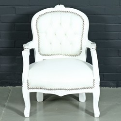 Casa Padrino Baroque Children's Chair in Antique Style - White Faux Leather / White, 51 x 71 cm