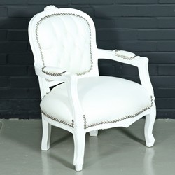 Casa Padrino Baroque Children's Chair in Antique Style - White Faux Leather / White, 51 x 71 cm