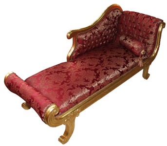 Casa Padrino Barock Chaiselongue Modell XXL Bordeaux Rot Muster / Gold, 192 x 71 x 95 cm - Repräsentative Recamiere für Wohnzimmer
