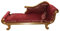 Casa Padrino Baroque Chaise Longue Model XXL Bordeaux Red Pattern / Gold, 192 x 71 x 95 cm - Elegant Recamiere for Living Rooms