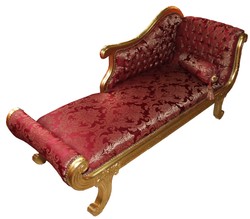 Casa Padrino Baroque Chaise Longue Model XXL Bordeaux Red Pattern / Gold, 192 x 71 x 95 cm - Elegant Recamiere for Living Rooms