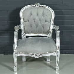 Casa Padrino Sedia Barocca per Bambini in Stile Antico - Grigio Chiaro / Argento - 51 x 71 x 34 cm Casa Padrino Sedia Barocca per Bambini in Stile Antico - Grigio Chiaro / Argento - 51 x 71 x 34 cm