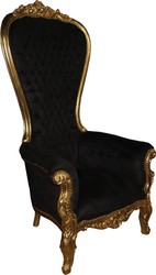 Poltrona Trono Barocca Casa Padrino Majestic Mod1 Nero / Oro - Poltrona Trono Giant Chair