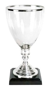 Casa Padrino Candelabro di lusso in alluminio e vetro - Argento / Nero, 26 x H. 50 cm