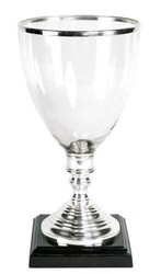 Casa Padrino Candelabro de lujo en aluminio y vidrio - Plata / Negro, 26 x H. 50 cm