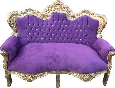 Casa Padrino Divano barocco 2 posti Master con strass Bling Bling Viola / Oro 160 x 70 x H. 128 cm Casa Padrino Divano barocco 2 posti Master con strass Bling Bling Viola / Oro 160 x 70 x H. 128 cm