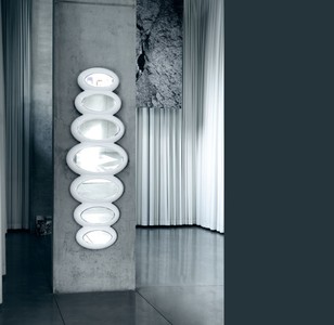 Casa Padrino Luxus Designer Spiegel Hochglanzweiß 195 x H. 67 cm - Hotel Kollektion