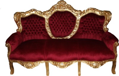 Casa Padrino Divano Barocco 3 Posti King Bordeaux Rosso / Oro, Larghezza 180 cm - Mobile Soggiorno Lusso Casa Padrino Divano Barocco 3 Posti King Bordeaux Rosso / Oro, Larghezza 180 cm - Mobile Soggiorno Lusso