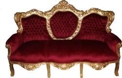 Casa Padrino Baroque 3-Seater Sofa King Bordeaux Red / Gold, Width 180 cm - Luxury Living Room Couch Casa Padrino Baroque 3-Seater Sofa King Bordeaux Red / Gold, Width 180 cm - Luxury Living Room Couch