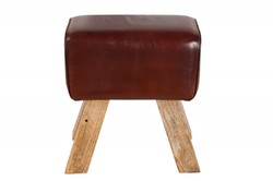 Casa Padrino Tabouret en cuir véritable marron 40 x 30 x H. 45 cm - Tabouret design - unique