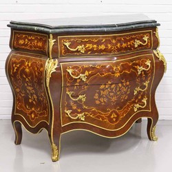 Casa Padrino Cassettiera in stile barocco con 4 cassetti e piano in marmo in marrone / oro / nero, 110 x 50 x H. 90 cm Casa Padrino Cassettiera in stile barocco con 4 cassetti e piano in marmo in marrone / oro / nero, 110 x 50 x H. 90 cm