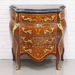 Casa Padrino Commode Baroque avec 4 tiroirs et plateau en marbre en marron / or / noir 80 x 45 x H. 85 cm