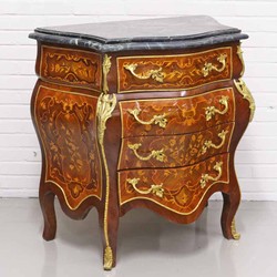 Casa Padrino Commode Baroque avec 4 tiroirs et plateau en marbre en marron / or / noir 80 x 45 x H. 85 cm