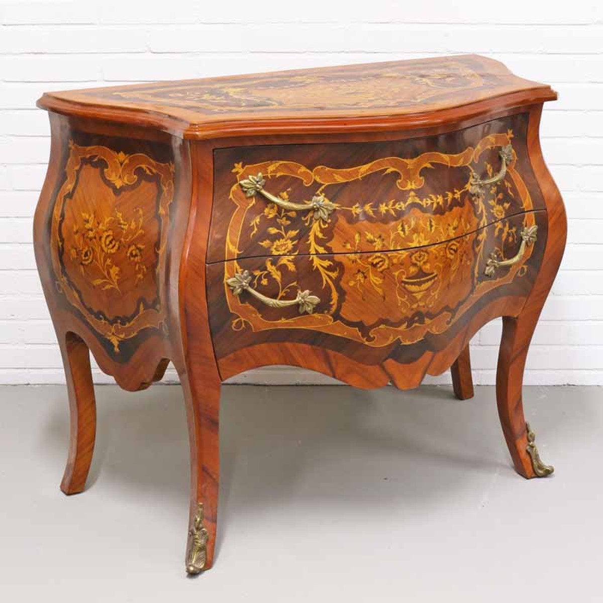 Casa Padrino Baroque chest with 2 drawers in mahogany brown inlaid / brass 100 x 55 x H. 85 cm - Baroque Style Furniture Casa Padrino Baroque chest with 2 drawers in mahogany brown inlaid / brass 100 x 55 x H. 85 cm - Baroque Style Furniture