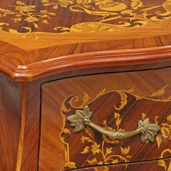 Casa Padrino Baroque Chest of Drawers with 2 Drawers in brown inlay / brass 80 x 50 x H. 75 cm