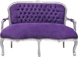 Casa Padrino Banc pour enfants baroque style antique violet / argent 90 x 38 x H. 67 cm Casa Padrino Banc pour enfants baroque style antique violet / argent 90 x 38 x H. 67 cm