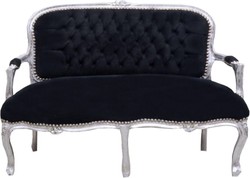Casa Padrino Banc pour enfants baroque style antique, noir / argent, 90 x 38 x H. 67 cm Casa Padrino Banc pour enfants baroque style antique, noir / argent, 90 x 38 x H. 67 cm