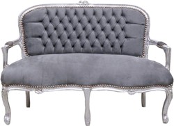 Casa Padrino Banc pour enfants baroque style antique, Gris et Argent, 90 x 38 x H. 67 cm, Bois massif fait main Casa Padrino Banc pour enfants baroque style antique, Gris et Argent, 90 x 38 x H. 67 cm, Bois massif fait main