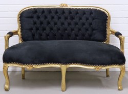Casa Padrino Barock Kinder Sitzbank schwarz gold casa padrino barock barockstil antik stil kinder sitzbank mit armlehnen massivholz metall samtstoff