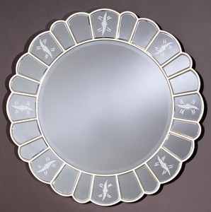 Casa Padrino miroir mural avec des gravures décoratives Ø 100 cm - Accessoires de Salon de Luxe