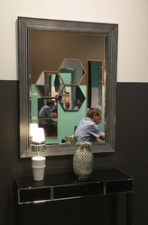 Casa Padrino Luxus Wandspiegel Ronda Dark Rect. silber schwarz wandspiegel, luxus wandspiegel, luxus spiegel, art deko, art deko spiegel, luxus spiegel, designer spiegel, casa padrino spiegel, hotel möbel, luxus möbel