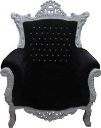 Poltrona Casa Padrino barocco Al Capone Black bianco con strass bling bling