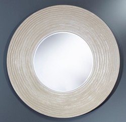 Casa Padrino salon miroir mural blanc perle Ø 109 cm - Accessoires de Salon de Luxe