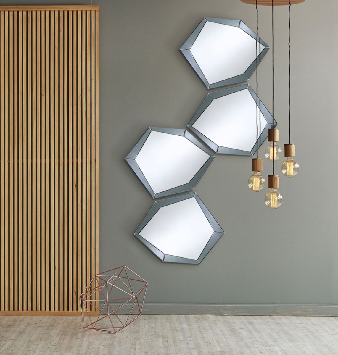 Casa Padrino Luxus Designer Spiegel Polygon Grey Grau wandspiegel, luxus wandspiegel, luxus spiegel, art deko, art deko spiegel, luxus spiegel, designer spiegel, casa padrino spiegel, hotel möbel, luxus möbel