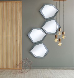 Casa Padrino Luxus Designer Spiegel Polygon Grey Grau wandspiegel, luxus wandspiegel, luxus spiegel, art deko, art deko spiegel, luxus spiegel, designer spiegel, casa padrino spiegel, hotel möbel, luxus möbel