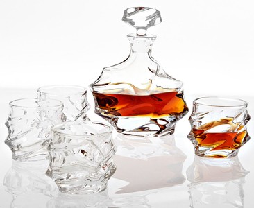 Casa Padrino Crystal Glass Whiskey Set - 5-piece with Decanter and 4 Glasses - Clear - 18 x 10.5 x H. 26 cm / 9 x 9 x H. 9.5 cm