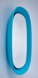 Casa Padrino Luxus Designer Spiegel Blau 70 x H. 97 cm - Designer Wandspiegel mit Licht
