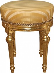 Casa Padrino barocco Sgabello - Sgabello strisce rotonda crema / oro Mod2 Ø 43 x H. 54 cm - sgabelli mobili barocchi
