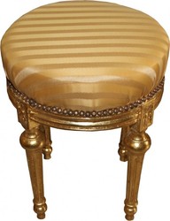Casa Padrino barocco Sgabello - Sgabello strisce rotonda crema / oro Mod2 Ø 43 x H. 54 cm - sgabelli mobili barocchi