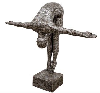 Casa Padrino Sculpture de plongeur de luxe Argent / Noir 157 x 54 x H. 135 cm - Figurine décorative haut de gamme
