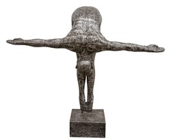 Casa Padrino Scultura Tuffatore di lusso Argento / Nero 157 x 54 x H. 135 cm - Figura decorativa pregiata