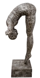 Casa Padrino Scultura Tuffatore di lusso Argento / Nero 157 x 54 x H. 135 cm - Figura decorativa pregiata