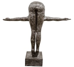 Casa Padrino Scultura Tuffatore di lusso Argento / Nero 157 x 54 x H. 135 cm - Figura decorativa pregiata