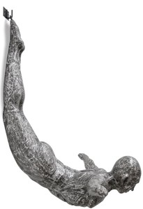 Casa Padrino Sculpture de plongeur de luxe Argent / Noir 147 x 157 x H. 80 cm - Grande figurine de plongeur