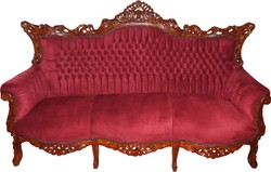Casa Padrino Baroque 3 seater sofa Master in Bordeaux / Brown - Living room furniture Couch Lounge - Limited Edition