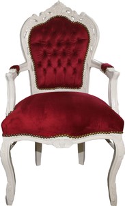 Chaise de salle à manger baroque Casa Padrino, Bordeaux / crème avec accoudoirs - Chaise - Chaise baroque - Mobilier Chaise de salle à manger baroque Casa Padrino, Bordeaux / crème avec accoudoirs - Chaise - Chaise baroque - Mobilier
