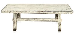 Casa Padrino Mesa de centro estilo casa de campo blanco antiguo 140 x 54 x H. 43 cm - Mesa de madera de pino maciza