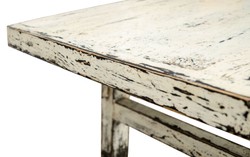 Casa Padrino Mesa de centro estilo casa de campo blanco antiguo 140 x 54 x H. 43 cm - Mesa de madera de pino maciza