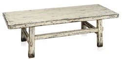 Casa Padrino Mesa de centro estilo casa de campo blanco antiguo 140 x 54 x H. 43 cm - Mesa de madera de pino maciza