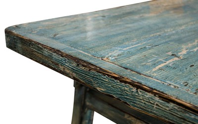 Casa Padrino Landhausstil Couchtisch aus Kiefernholz im Antik Stil Blau 140 x 54 x H. 43 cm