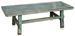 Casa Padrino Mesa de centro estilo rústico en madera de pino azul antiguo 140 x 54 x H. 43 cm